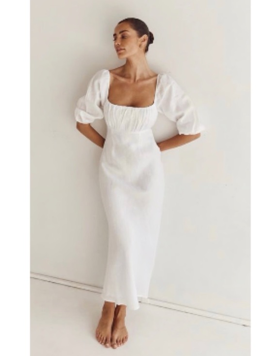 DISSH Dresses & Skirts - DISSH White Puff-Sleeve Maxi Dress